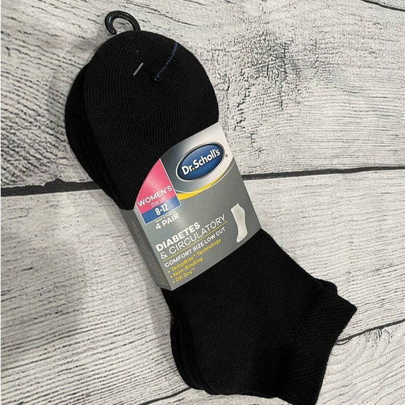 Dr Scholls Women Diabetes Circulatory Ankle Socks Shoe Size 8-12 Black 4-Pair Q1 - Picture 1 of 3